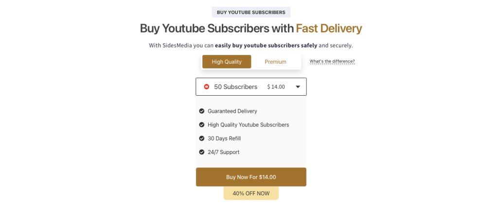 Youtube subscribers via SidesMedia